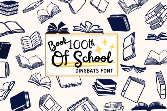 Turn Over a New Leaf with Book 100th of School Font